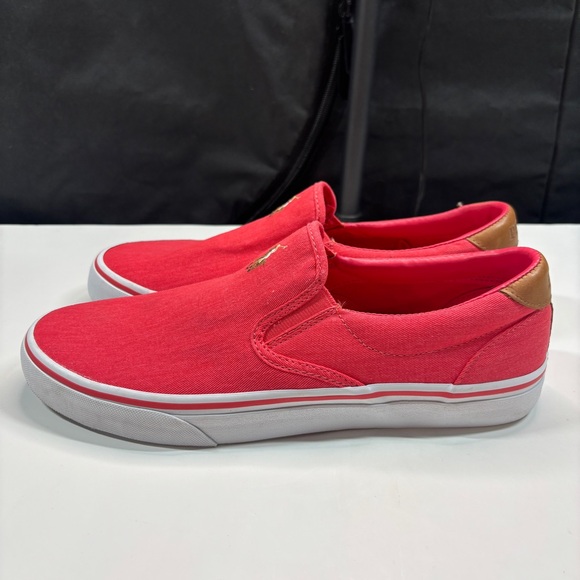 Polo Ralph Lauren Men's Shoes Thompson Wash Twill Slip On Sneakers 10D Red prep - Picture 9 of 11
